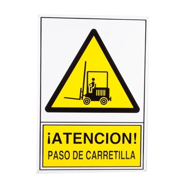 SEÑAL 325 "ATENCION PASO CARRETILLA" ALUMINIO 490X345MM 