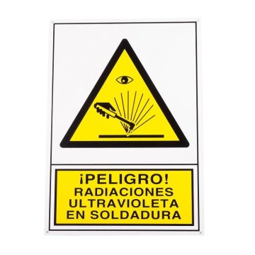 SEÑAL PLAST. "RADIACIONES ULTRAV. SOLDADURA" 361 345X245MM