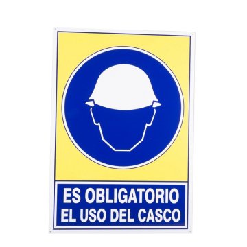 SEÑAL ALUM. 490X345MM "OBLIGATORIO USO DEL CASCO"