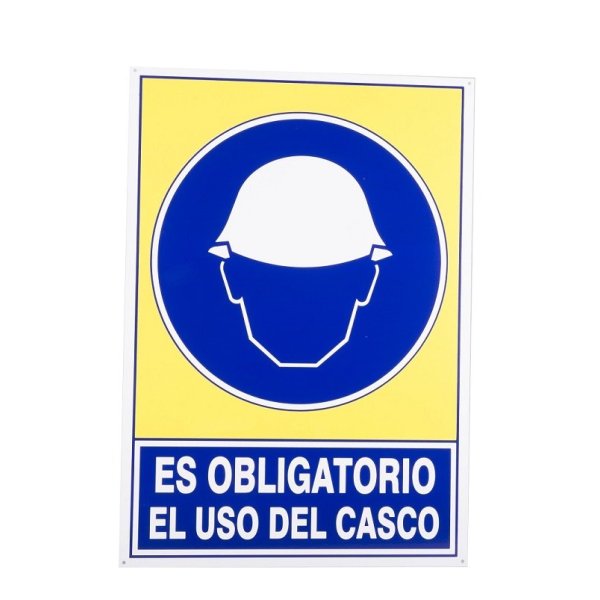 SEÑAL ALUM. 490X345MM "OBLIGATORIO USO DEL CASCO"
