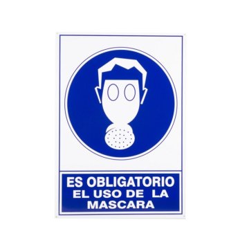 SEÑAL ALUM. 490X345MM "OBLIGATORIO USO MASCARA"