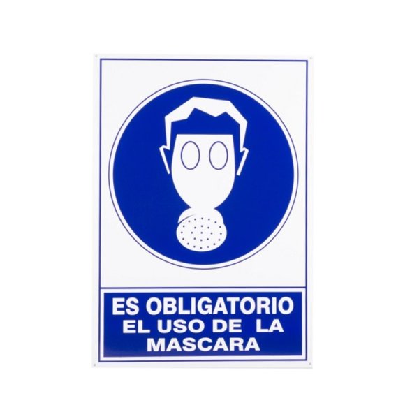 SEÑAL ALUM. 490X345MM "OBLIGATORIO USO MASCARA"