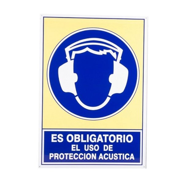 SEÑAL MOD. 607 ALUMINIO 490X345MM "OBLIG. USO PROTEC. ACUSTICA"