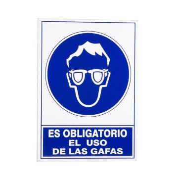 SEÑAL ALUM. 490X345MM "OBLIGATORIO USO GAFAS"