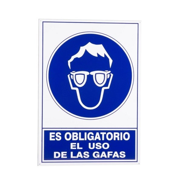 SEÑAL ALUM. 490X345MM "OBLIGATORIO USO GAFAS"