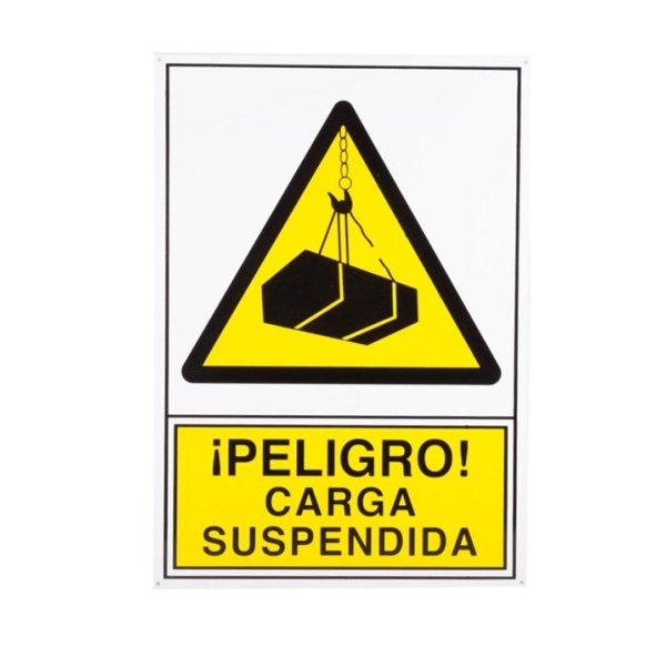 SEÑAL 388  "PELIGRO CARGA SUSPENDIDA" ALUMINIO 490X345MM