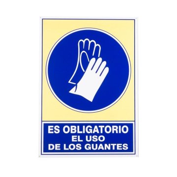SEÑAL ALUM. 490X345MM "OBLIGATORIO USO GUANTES"