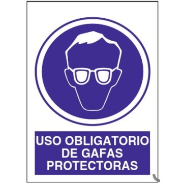 SEÑAL SO-806 PE 21X29 CM "USO OBLIGATORIO DE GAFAS PROTECTORAS"