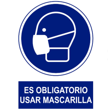 SEÑAL PLASTICO 1604 345X245MM "OBLIGATORIO EL USO DE MASCARILLA"